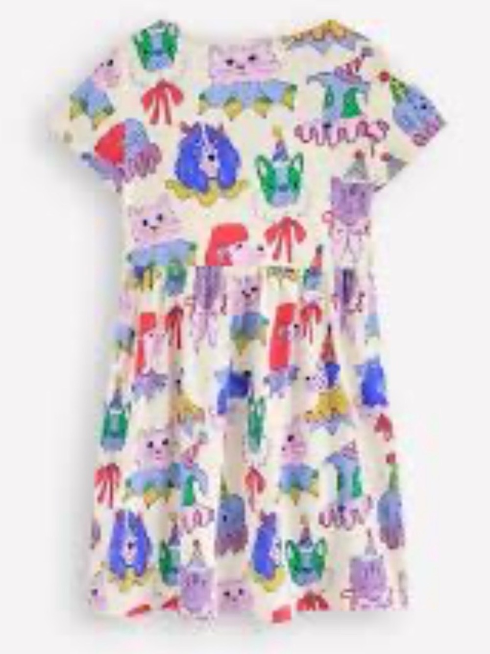 Mini Boden Cream Dress with Bright Multicolor Animal Prints
